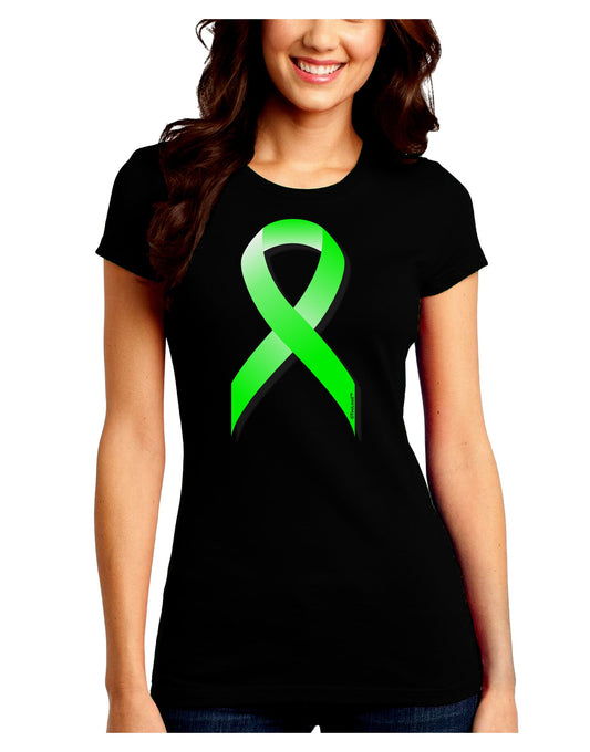 Lyme Disease Awareness Ribbon - Lime Green Juniors Crew Dark T-Shirt-T-Shirts Juniors Tops-TooLoud-Black-Juniors Fitted Small-Davson Sales