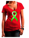 Lyme Disease Awareness Ribbon - Lime Green Juniors V-Neck Dark T-Shirt-Womens V-Neck T-Shirts-TooLoud-Red-Juniors Fitted Small-Davson Sales