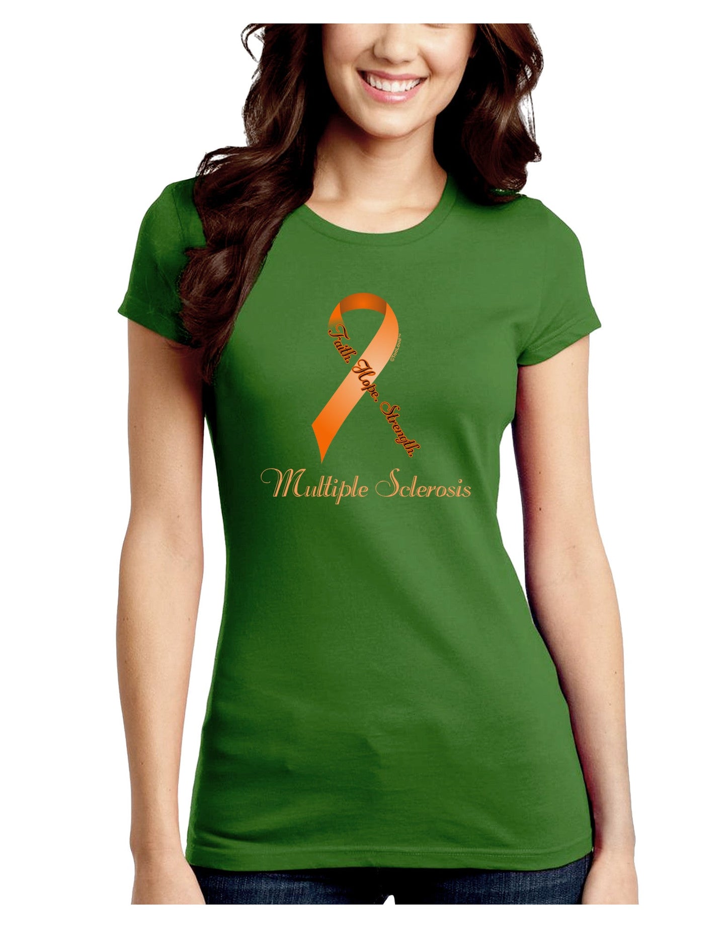 MS - Faith Hope Strength Juniors Petite Crew Dark T-Shirt-T-Shirts Juniors Tops-TooLoud-Kiwi-Green-Juniors Fitted Small-Davson Sales