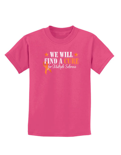 MS - We Will Find A Cure Childrens Dark T-Shirt-Childrens T-Shirt-TooLoud-Sangria-X-Small-Davson Sales