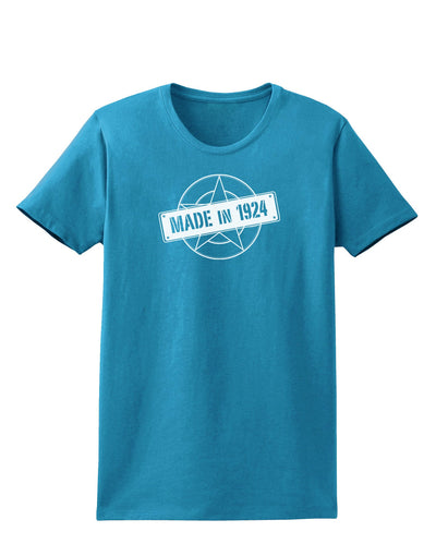 Made In Birth Year 1924 Womens Dark T-Shirt-TooLoud-Turquoise-X-Small-Davson Sales