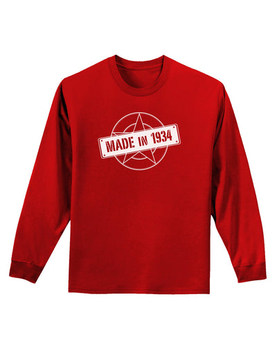 Made In Birth Year 1934 Adult Long Sleeve Dark T-Shirt-TooLoud-Red-Small-Davson Sales