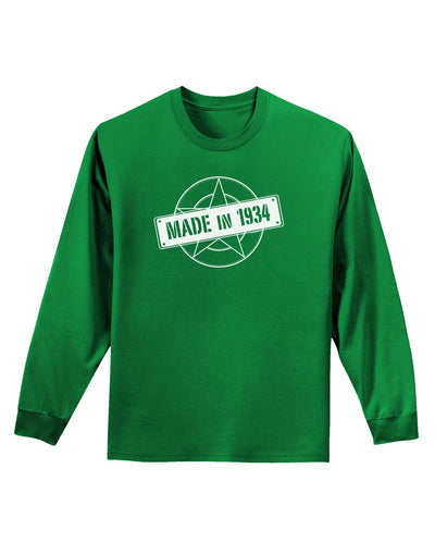 Made In Birth Year 1934 Adult Long Sleeve Dark T-Shirt-TooLoud-Kelly-Green-Small-Davson Sales