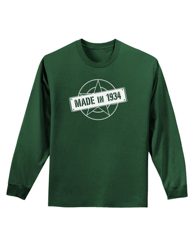 Made In Birth Year 1934 Adult Long Sleeve Dark T-Shirt-TooLoud-Dark-Green-Small-Davson Sales