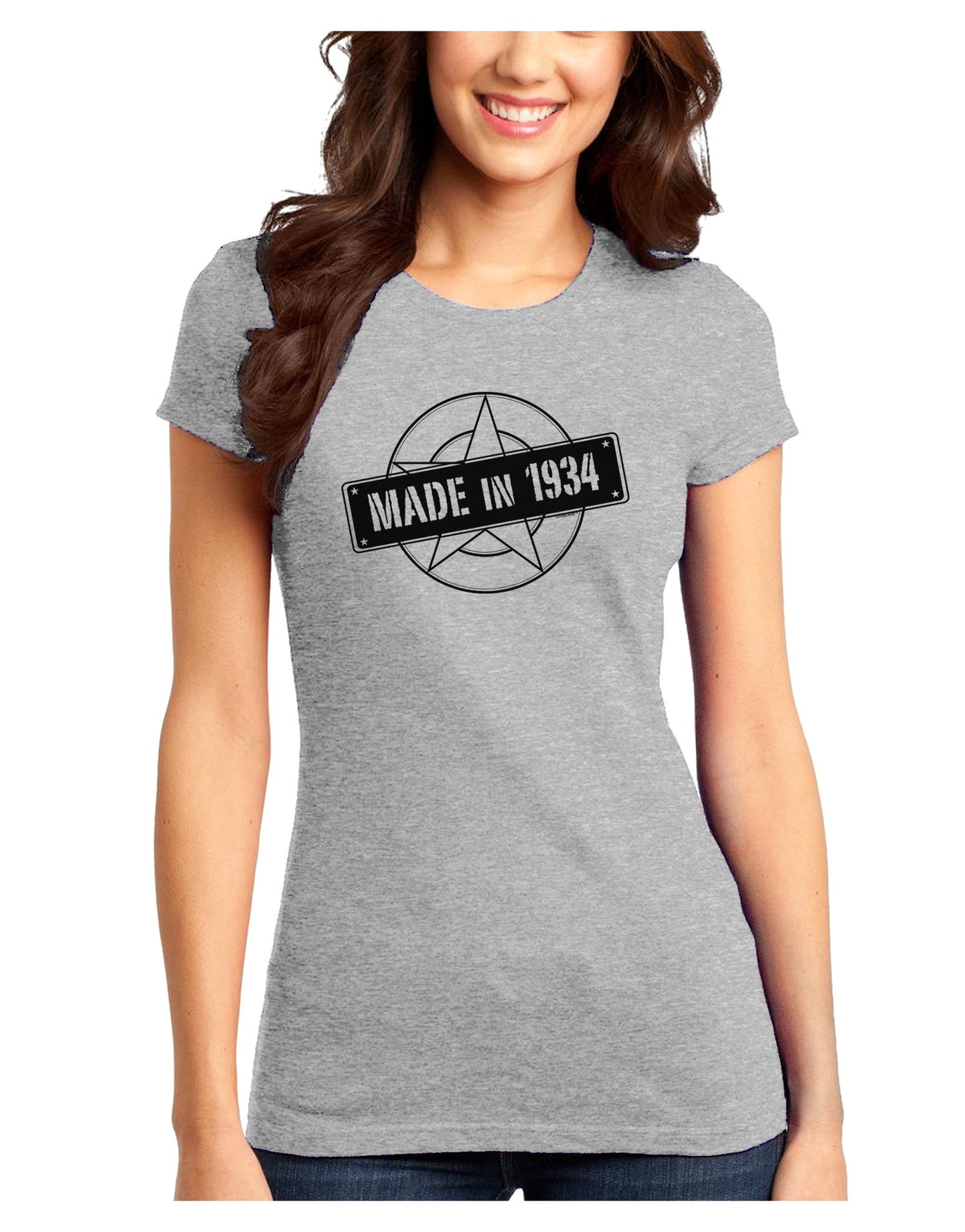 Made In Birth Year 1934 Juniors T-Shirt-Womens Juniors T-Shirt-TooLoud-Ash-Gray-Juniors Fitted XS-Davson Sales