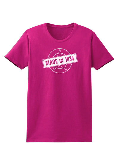 Made In Birth Year 1934 Womens Dark T-Shirt-TooLoud-Hot-Pink-Small-Davson Sales