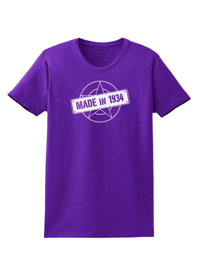 Made In Birth Year 1934 Womens Dark T-Shirt-TooLoud-Purple-X-Small-Davson Sales