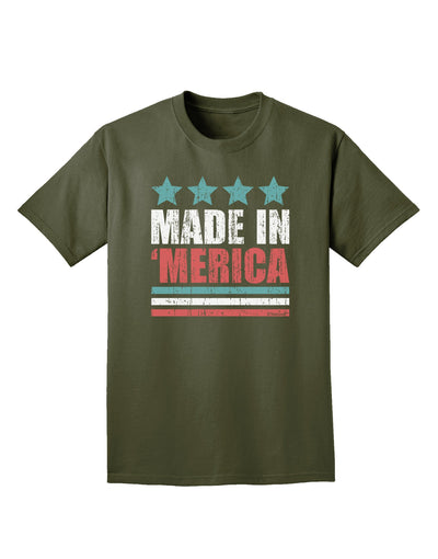 Made in Merica - Stars and Stripes Color Design Adult Dark T-Shirt-Mens T-Shirt-TooLoud-Military-Green-Small-Davson Sales