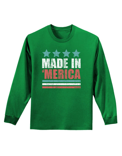 Made in Merica - Stars and Stripes Color Design Adult Long Sleeve Dark T-Shirt-TooLoud-Kelly-Green-Small-Davson Sales