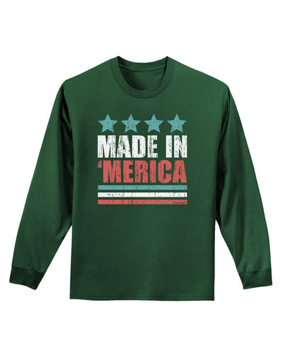 Made in Merica - Stars and Stripes Color Design Adult Long Sleeve Dark T-Shirt-TooLoud-Dark-Green-Small-Davson Sales