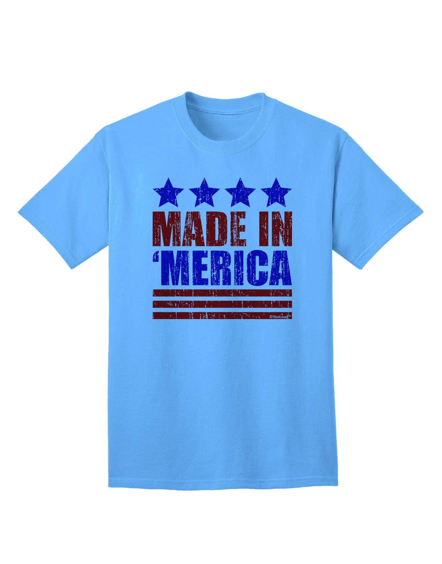 Made in Merica - Stars and Stripes Color Design Adult T-Shirt-Mens T-Shirt-TooLoud-Aquatic-Blue-Small-Davson Sales
