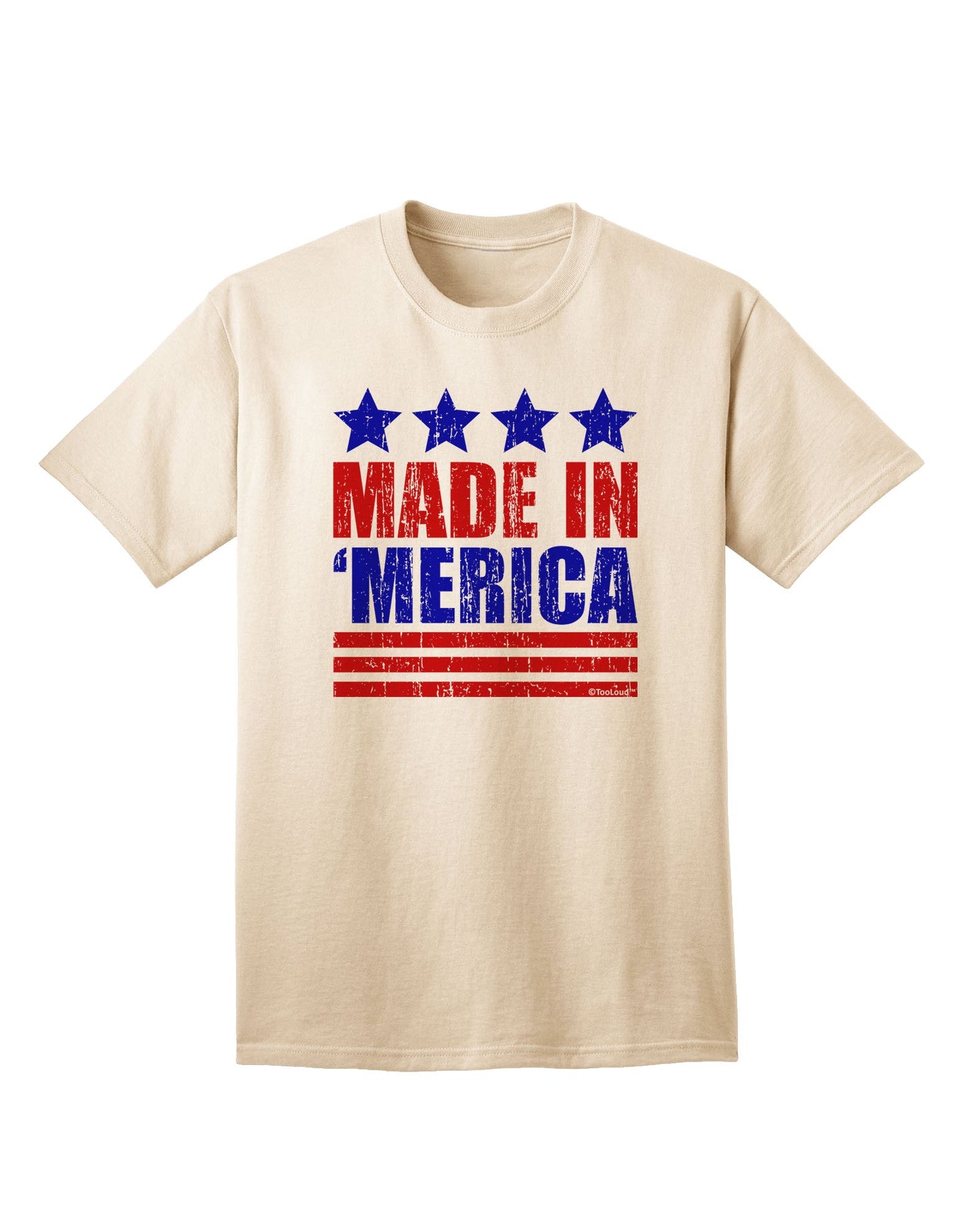 Made in Merica - Stars and Stripes Color Design Adult T-Shirt-Mens T-Shirt-TooLoud-Natural-Small-Davson Sales
