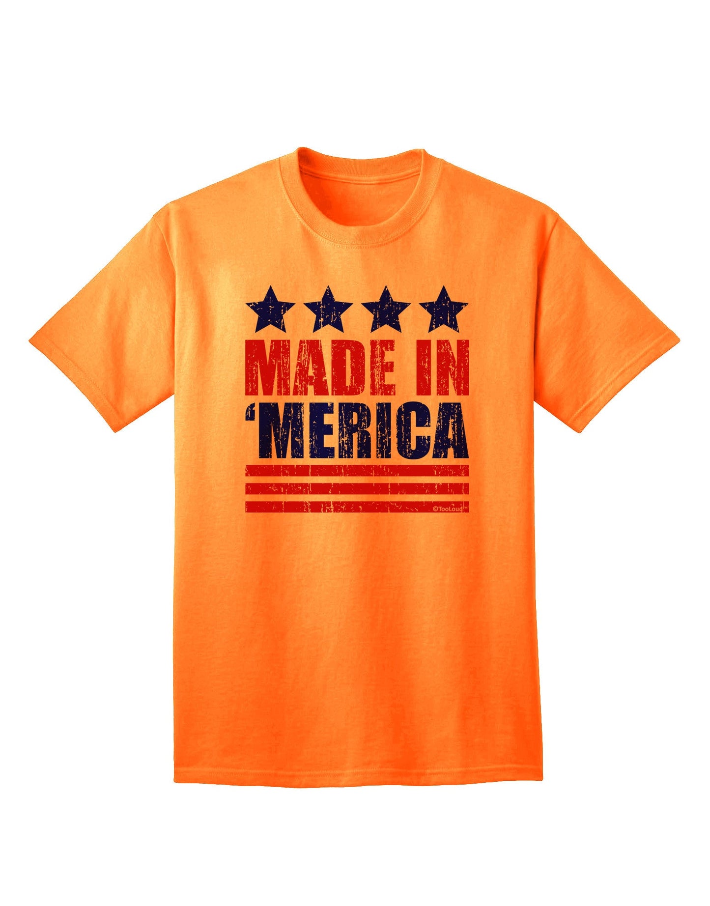 Made in Merica - Stars and Stripes Color Design Adult T-Shirt-Mens T-Shirt-TooLoud-Neon-Orange-Small-Davson Sales