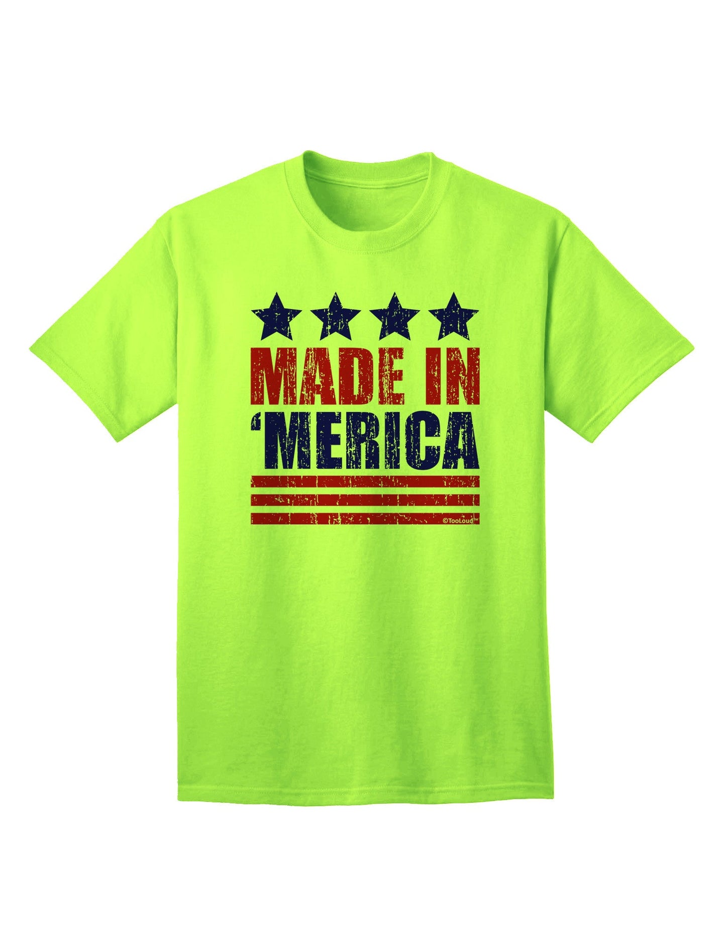 Made in Merica - Stars and Stripes Color Design Adult T-Shirt-Mens T-Shirt-TooLoud-Neon-Green-Small-Davson Sales