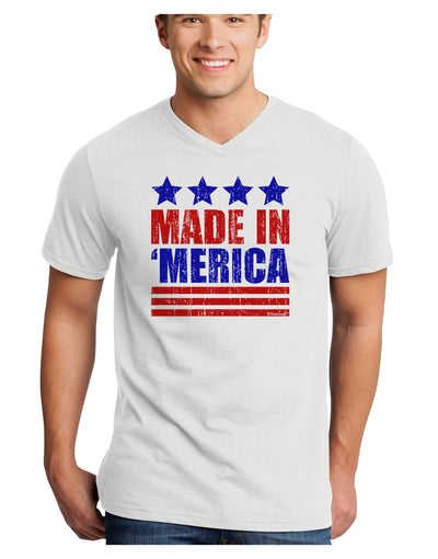 Made in Merica - Stars and Stripes Color Design Adult V-Neck T-shirt-Mens V-Neck T-Shirt-TooLoud-White-Small-Davson Sales