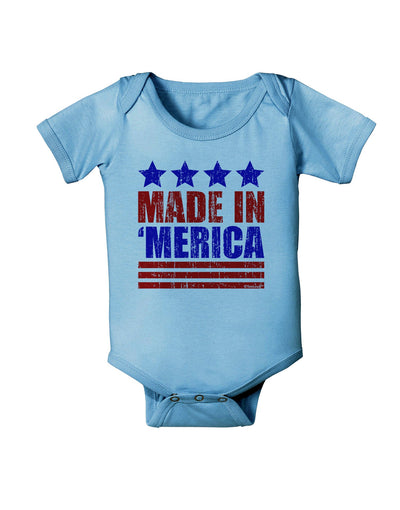 Made in Merica - Stars and Stripes Color Design Baby Romper Bodysuit-Baby Romper-TooLoud-Light-Blue-06-Months-Davson Sales