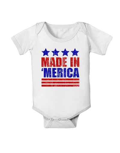 Made in Merica - Stars and Stripes Color Design Baby Romper Bodysuit-Baby Romper-TooLoud-White-06-Months-Davson Sales