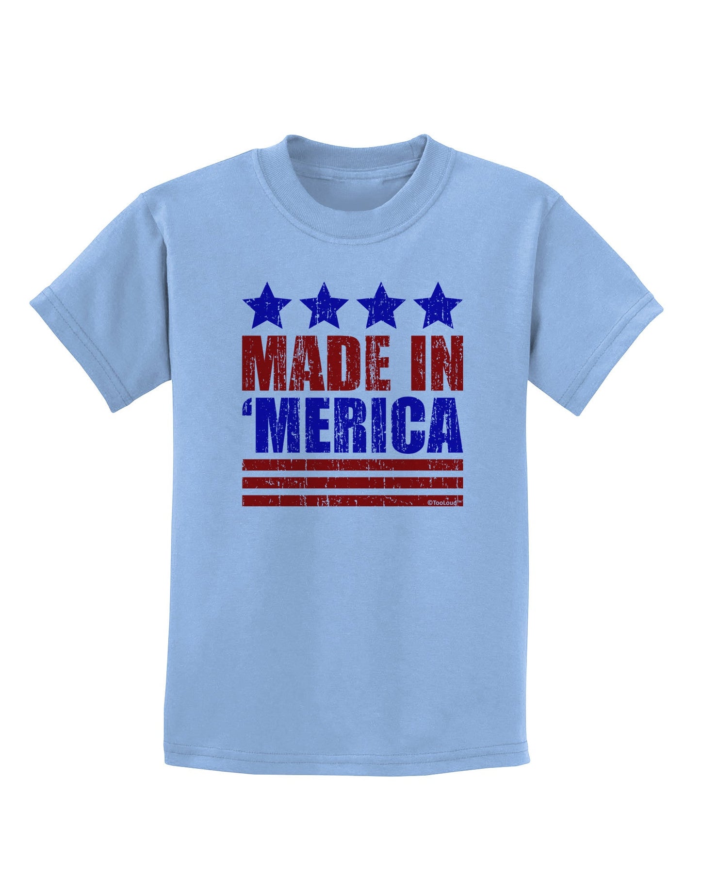 Made in Merica - Stars and Stripes Color Design Childrens T-Shirt-Childrens T-Shirt-TooLoud-Light-Blue-X-Small-Davson Sales