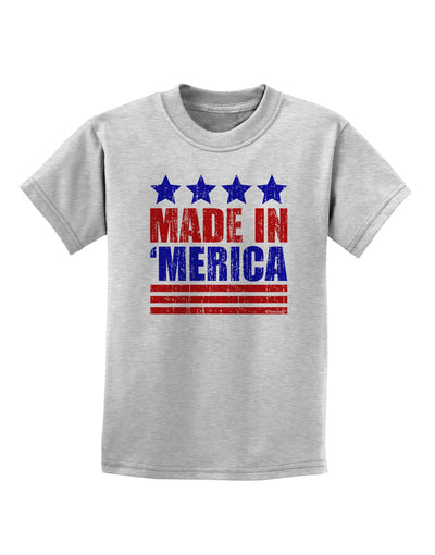 Made in Merica - Stars and Stripes Color Design Childrens T-Shirt-Childrens T-Shirt-TooLoud-AshGray-X-Small-Davson Sales