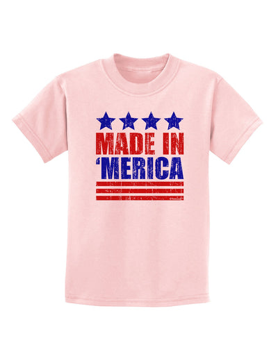 Made in Merica - Stars and Stripes Color Design Childrens T-Shirt-Childrens T-Shirt-TooLoud-PalePink-X-Small-Davson Sales