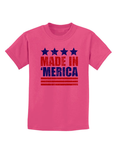 Made in Merica - Stars and Stripes Color Design Childrens T-Shirt-Childrens T-Shirt-TooLoud-Sangria-X-Small-Davson Sales