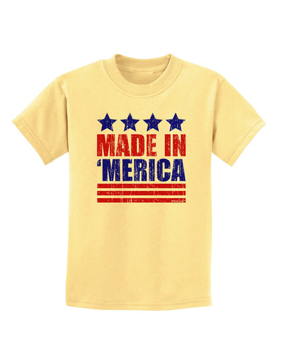 Made in Merica - Stars and Stripes Color Design Childrens T-Shirt-Childrens T-Shirt-TooLoud-Daffodil-Yellow-X-Small-Davson Sales