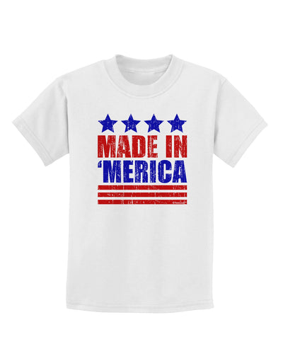 Made in Merica - Stars and Stripes Color Design Childrens T-Shirt-Childrens T-Shirt-TooLoud-White-X-Small-Davson Sales