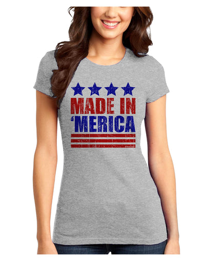 Made in Merica - Stars and Stripes Color Design Juniors T-Shirt-Womens Juniors T-Shirt-TooLoud-Ash-Gray-Juniors Fitted X-Small-Davson Sales