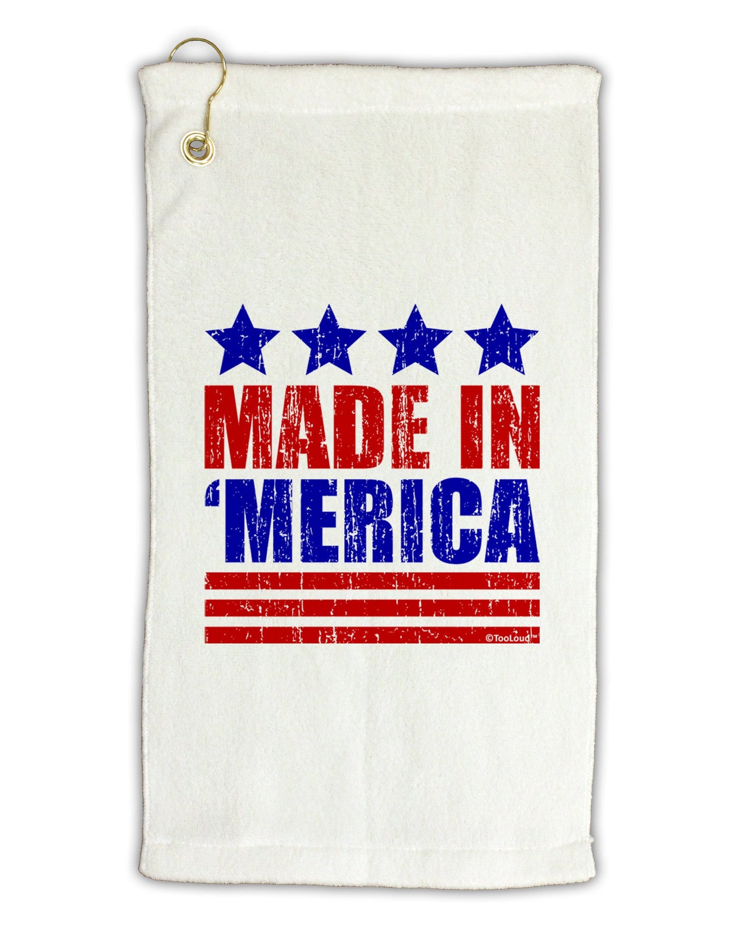 Made in Merica - Stars and Stripes Color Design Micro Terry Gromet Golf Towel 16 x 25 inch-Golf Towel-TooLoud-White-Davson Sales