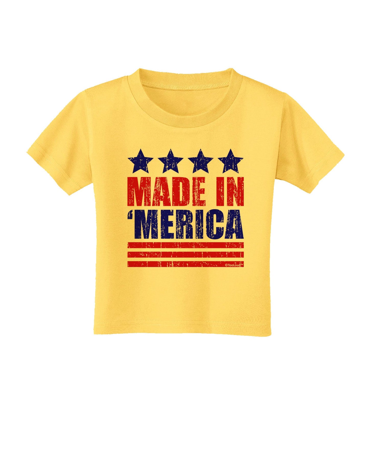 Made in Merica - Stars and Stripes Color Design Toddler T-Shirt-Toddler T-Shirt-TooLoud-Yellow-2T-Davson Sales