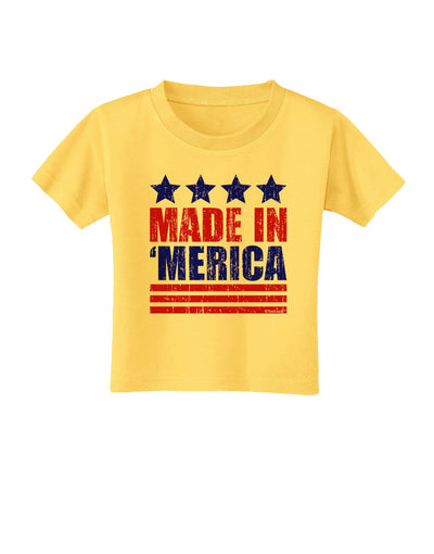 Made in Merica - Stars and Stripes Color Design Toddler T-Shirt-Toddler T-Shirt-TooLoud-Yellow-2T-Davson Sales