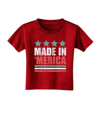 Made in Merica - Stars and Stripes Color Design Toddler T-Shirt Dark-Toddler T-Shirt-TooLoud-Red-2T-Davson Sales