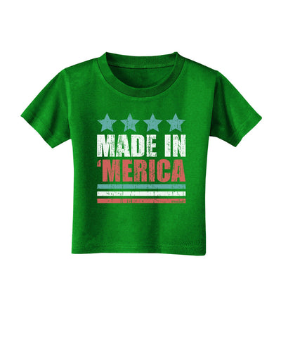 Made in Merica - Stars and Stripes Color Design Toddler T-Shirt Dark-Toddler T-Shirt-TooLoud-Clover-Green-2T-Davson Sales