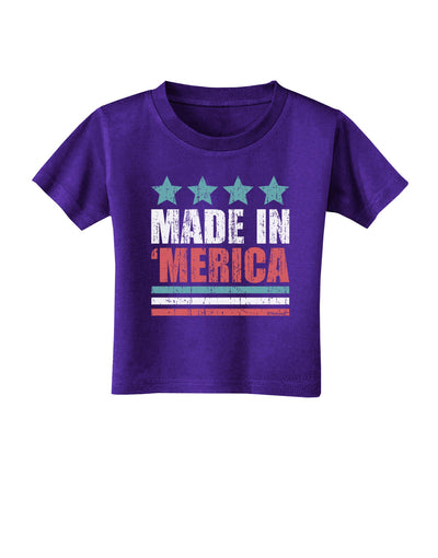 Made in Merica - Stars and Stripes Color Design Toddler T-Shirt Dark-Toddler T-Shirt-TooLoud-Purple-2T-Davson Sales