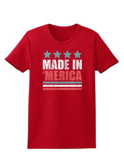 Made in Merica - Stars and Stripes Color Design Womens Dark T-Shirt-TooLoud-Red-X-Small-Davson Sales