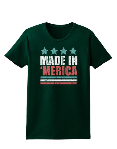 Made in Merica - Stars and Stripes Color Design Womens Dark T-Shirt-TooLoud-Forest-Green-Small-Davson Sales