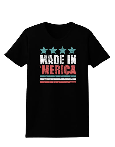 Made in Merica - Stars and Stripes Color Design Womens Dark T-Shirt-TooLoud-Black-X-Small-Davson Sales