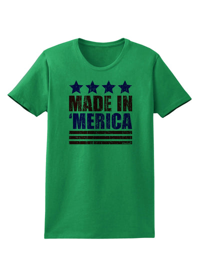 Made in Merica - Stars and Stripes Color Design Womens T-Shirt-Womens T-Shirt-TooLoud-Kelly-Green-X-Small-Davson Sales