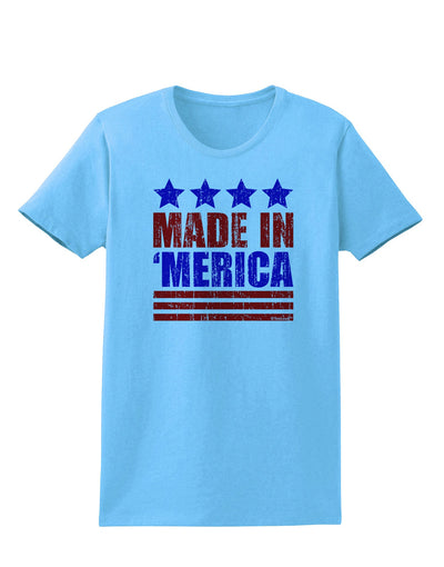 Made in Merica - Stars and Stripes Color Design Womens T-Shirt-Womens T-Shirt-TooLoud-Aquatic-Blue-X-Small-Davson Sales