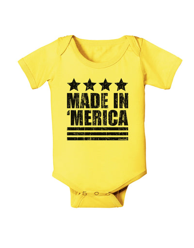 Made in Merica - Stars and Stripes Design Baby Romper Bodysuit-Baby Romper-TooLoud-Yellow-06-Months-Davson Sales