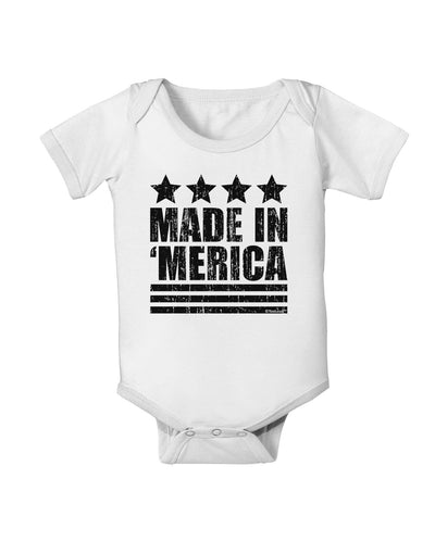 Made in Merica - Stars and Stripes Design Baby Romper Bodysuit-Baby Romper-TooLoud-White-06-Months-Davson Sales