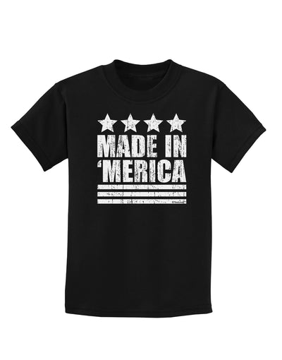 Made in Merica - Stars and Stripes Design Childrens Dark T-Shirt-Childrens T-Shirt-TooLoud-Black-X-Small-Davson Sales