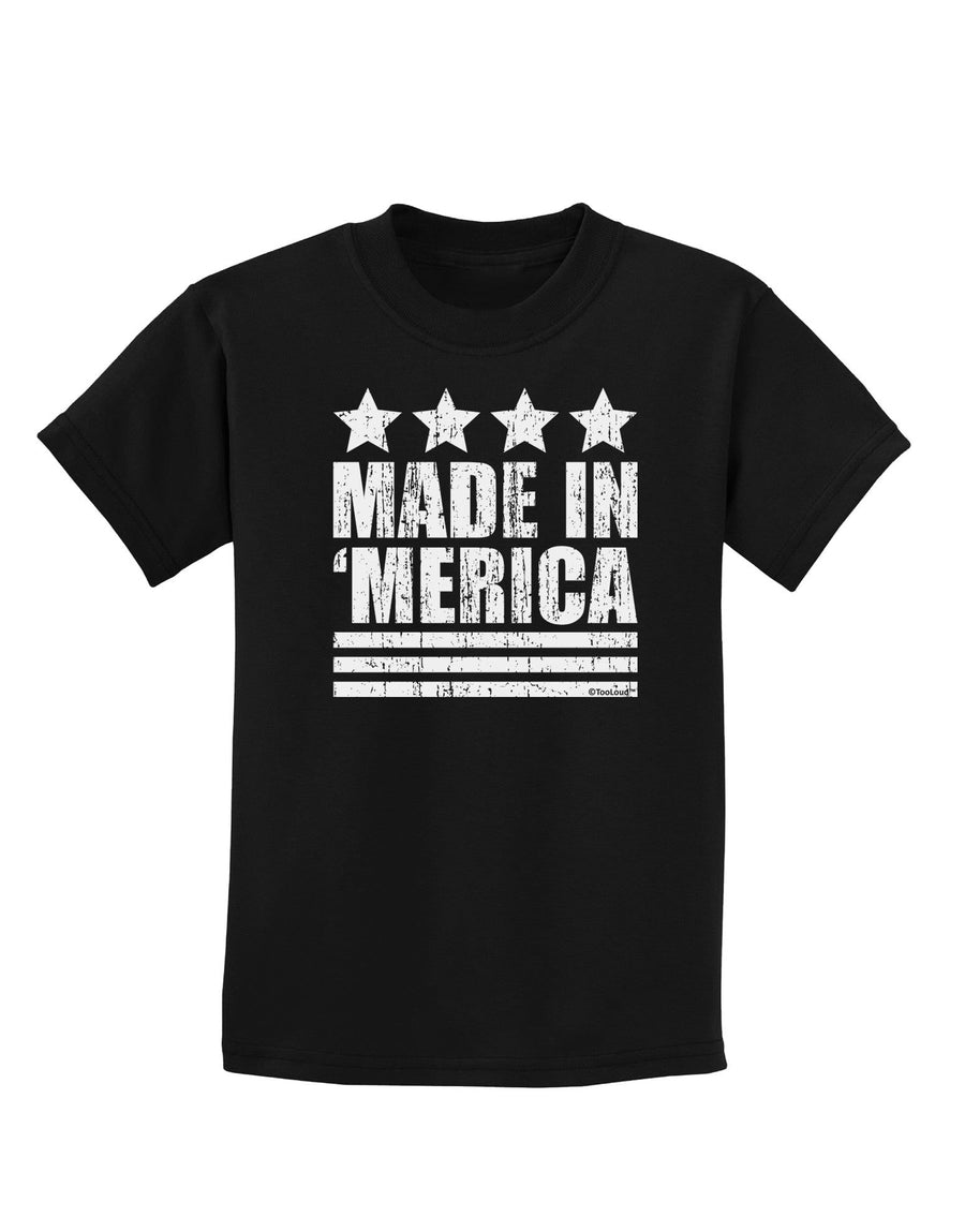 Made in Merica - Stars and Stripes Design Childrens Dark T-Shirt-Childrens T-Shirt-TooLoud-Red-X-Small-Davson Sales