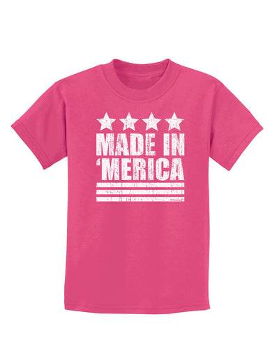 Made in Merica - Stars and Stripes Design Childrens Dark T-Shirt-Childrens T-Shirt-TooLoud-Sangria-X-Small-Davson Sales