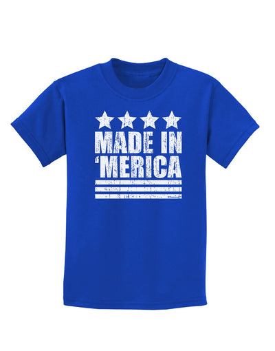 Made in Merica - Stars and Stripes Design Childrens Dark T-Shirt-Childrens T-Shirt-TooLoud-Royal-Blue-X-Small-Davson Sales