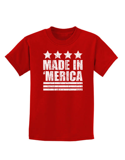 Made in Merica - Stars and Stripes Design Childrens Dark T-Shirt-Childrens T-Shirt-TooLoud-Red-X-Small-Davson Sales