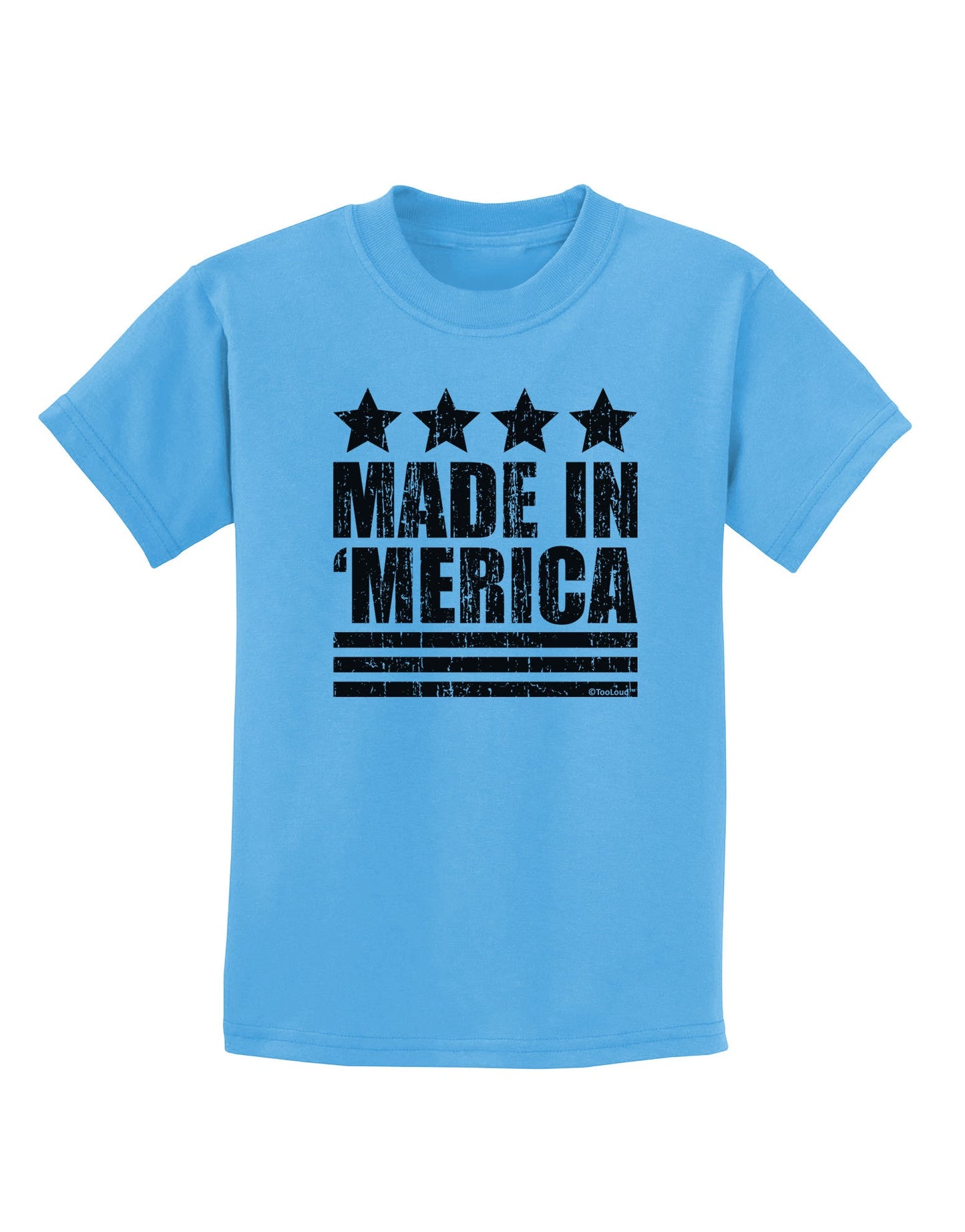 Made in Merica - Stars and Stripes Design Childrens T-Shirt-Childrens T-Shirt-TooLoud-Aquatic-Blue-X-Small-Davson Sales