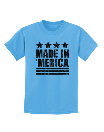 Made in Merica - Stars and Stripes Design Childrens T-Shirt-Childrens T-Shirt-TooLoud-Aquatic-Blue-X-Small-Davson Sales