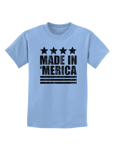 Made in Merica - Stars and Stripes Design Childrens T-Shirt-Childrens T-Shirt-TooLoud-Light-Blue-X-Small-Davson Sales