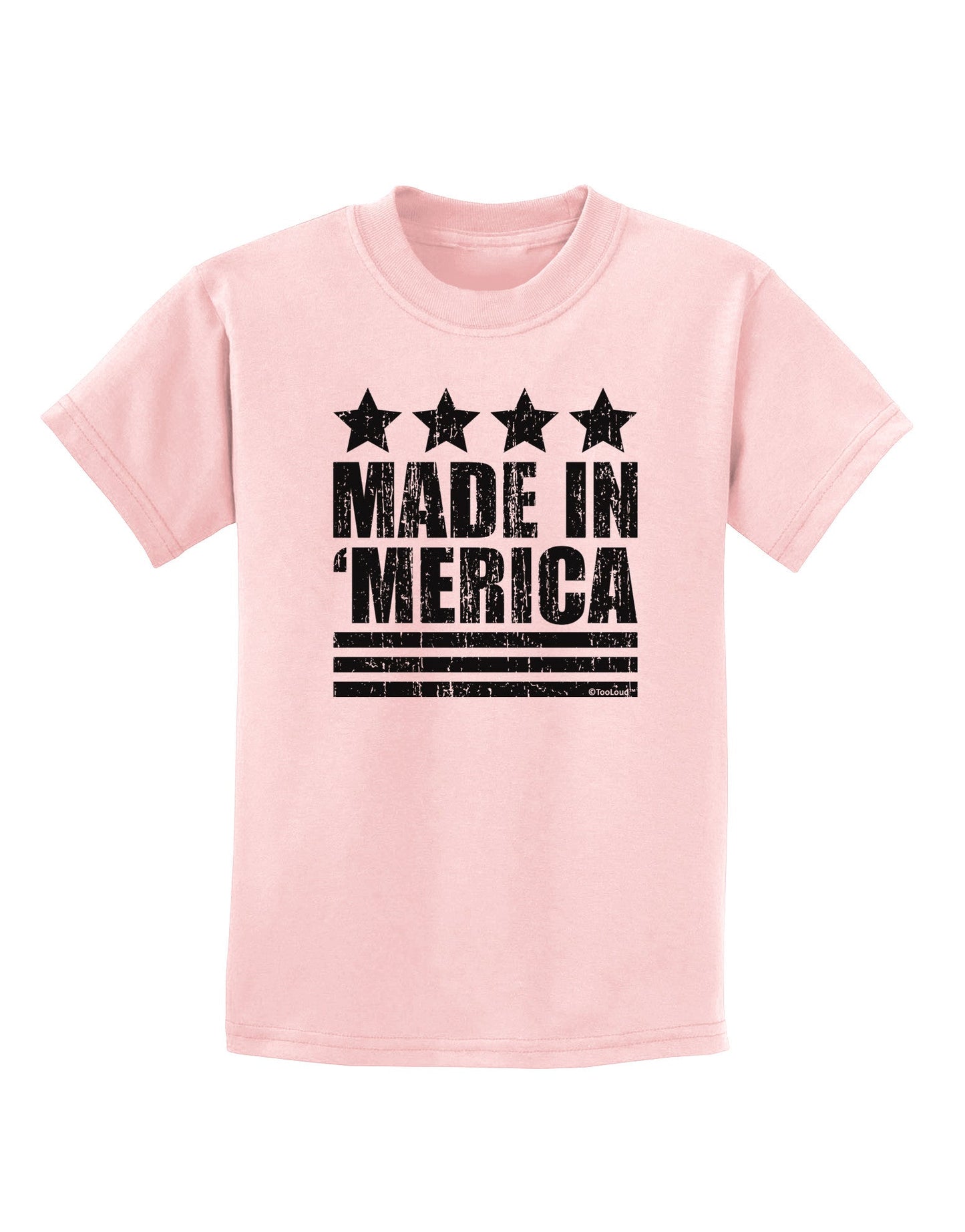 Made in Merica - Stars and Stripes Design Childrens T-Shirt-Childrens T-Shirt-TooLoud-PalePink-X-Small-Davson Sales